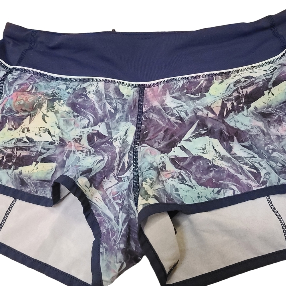 Lululemon 752 Run: Speed Short *4-way Stretch Iridescent Multi / Deep Navy sz 6 - Picture 4 of 9